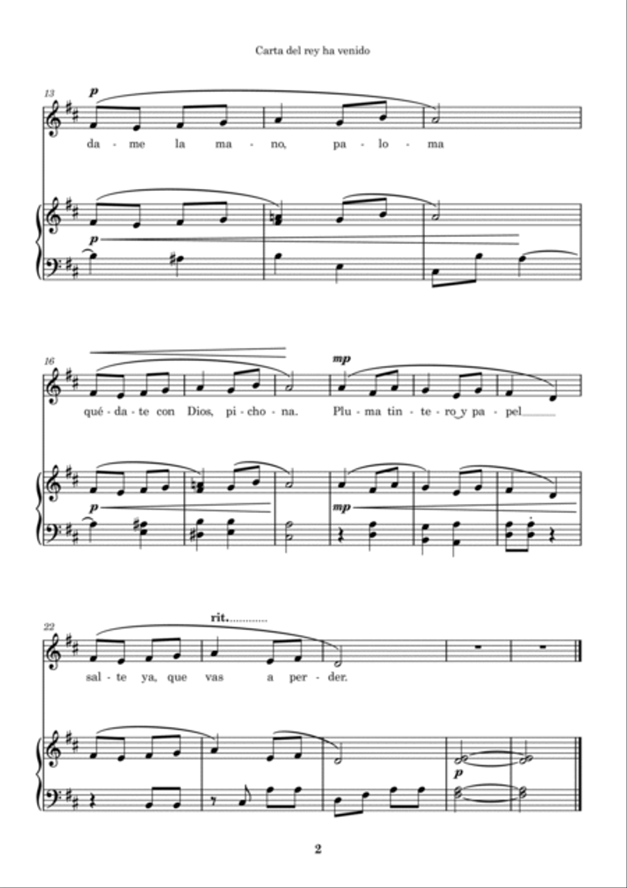 Carta del Rey ha venido Carta del Rey ha venido Voice scores gallery preview page 2