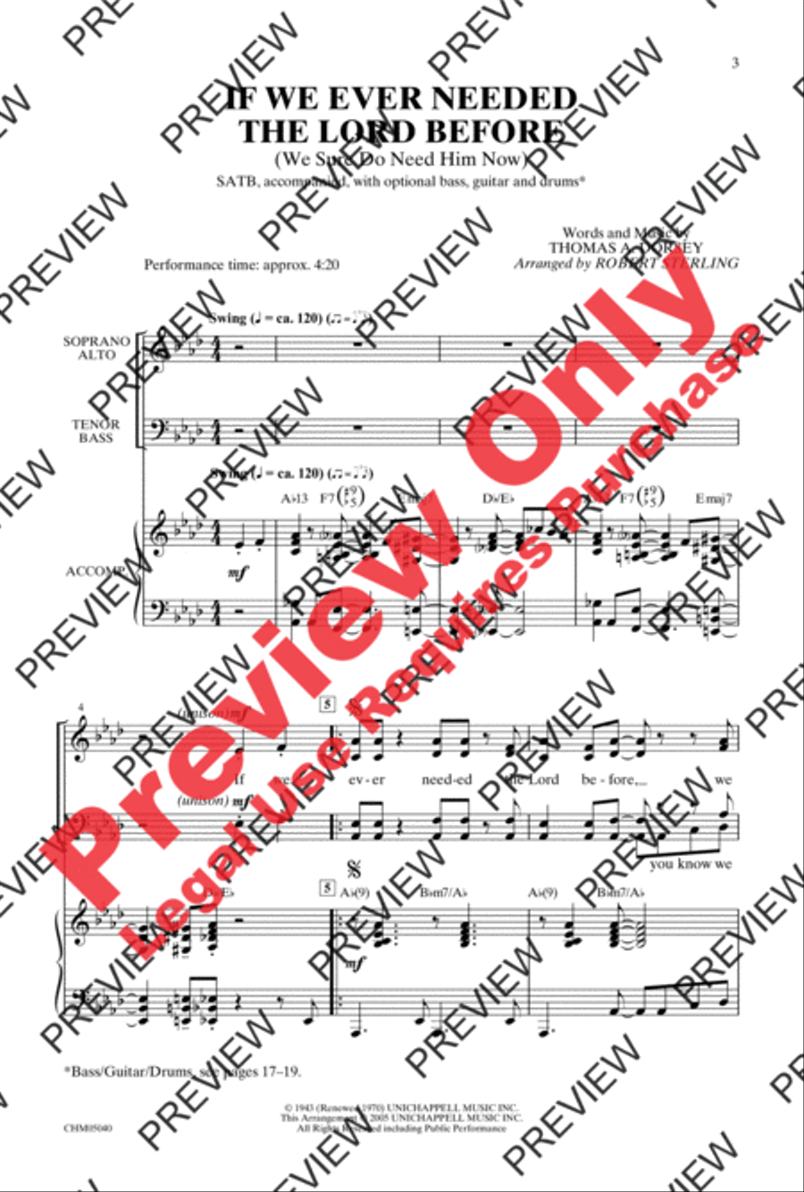 If We Ever Needed the Lord Before (We Sure Do Need Him Now) 4-Part scores gallery preview page 2