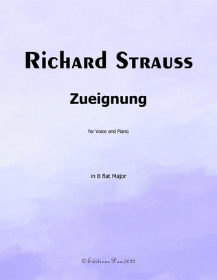 Book cover for Zueignung, by Richard Strauss, in B flat Major