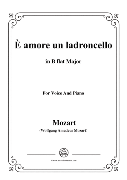 Mozart-È amore un ladroncello,from 'Cosi fan tutte',in B flat Major,for Voice and Piano image number null