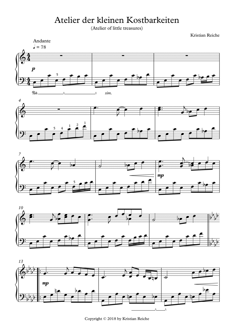 Atelier der kleinen Kostbarkeiten (Atelier of little treasures) Piano Solo scores gallery preview page 1