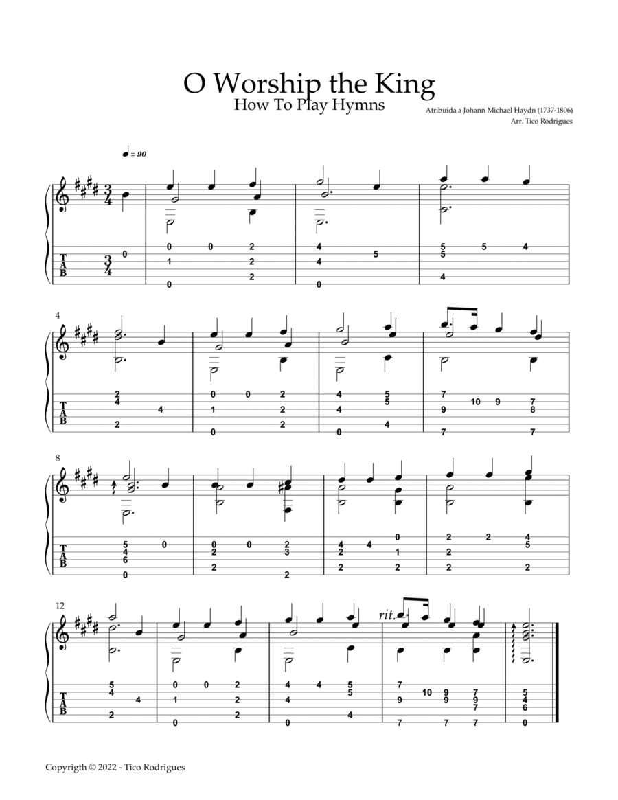 O Worship the King Acoustic Guitar scores gallery preview page 1