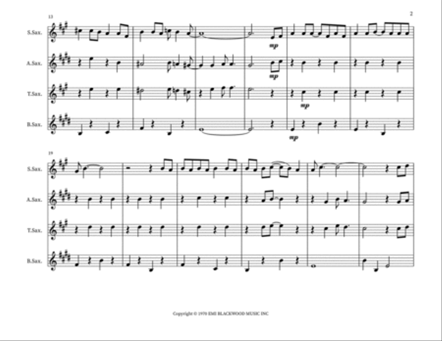 Put Your Hand In The Hand Saxophone Quartet scores gallery preview page 2