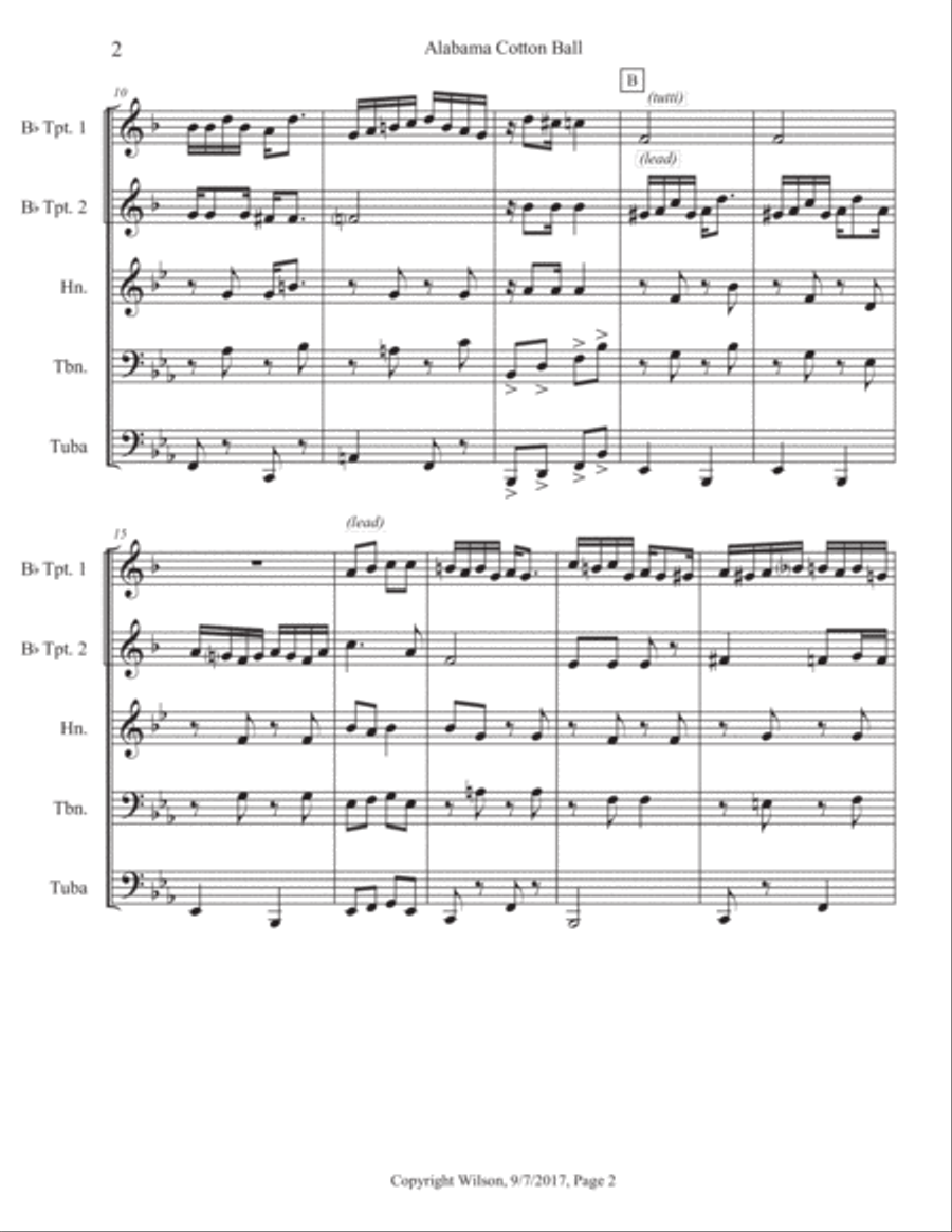 Alabama Cotton Ball Brass Quintet scores gallery preview page 3