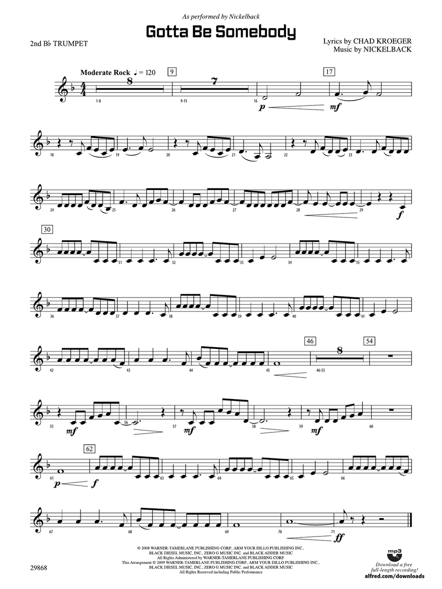Gotta Be Somebody: 2nd B-flat Trumpet