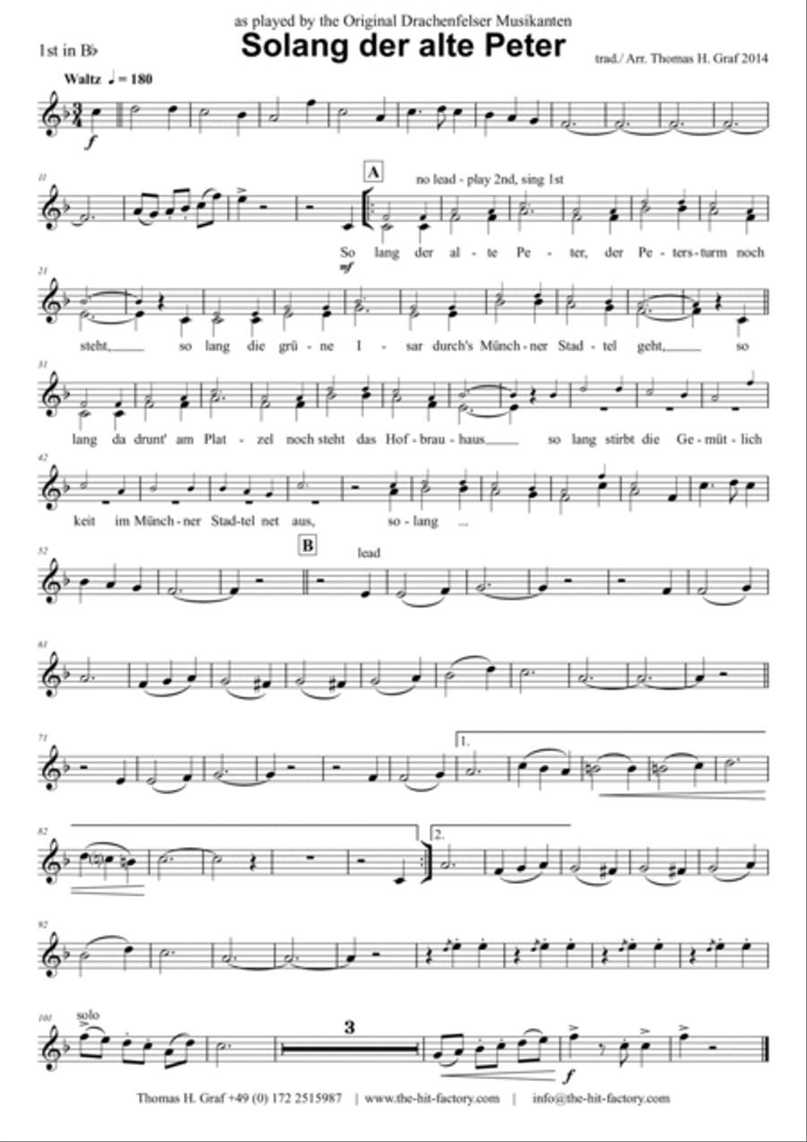 Solang der alte Peter – Oktoberfest – Munich City anthem - Folk Quartet, bavarian style Hymn Anthems scores gallery preview page 3