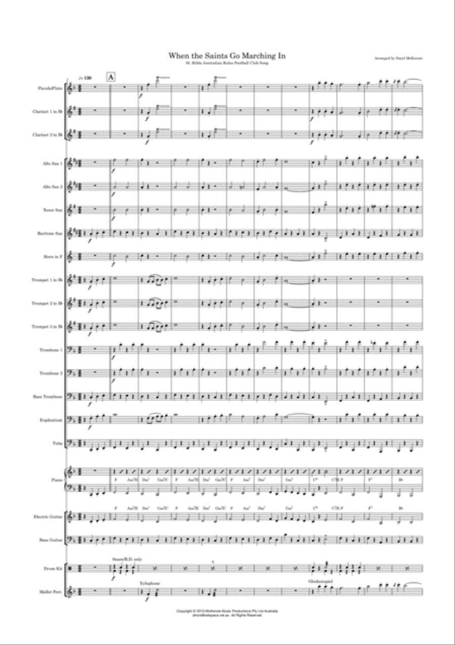 When the Saints Go Marching In - Marching Band with optional Rhythm Section Key of F Marching Band scores gallery preview page 1