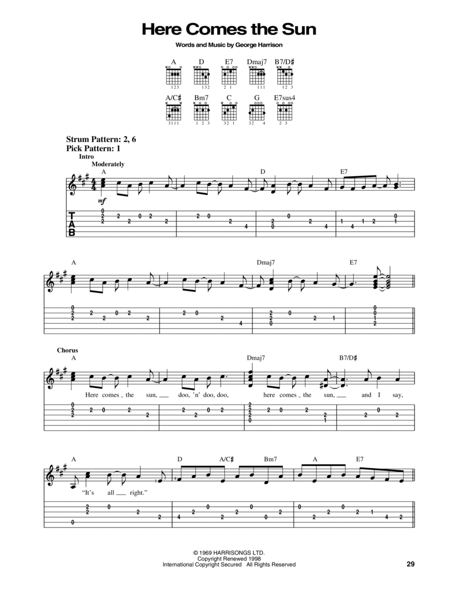 Here Comes The Sun Acoustic Guitar scores gallery preview page 1