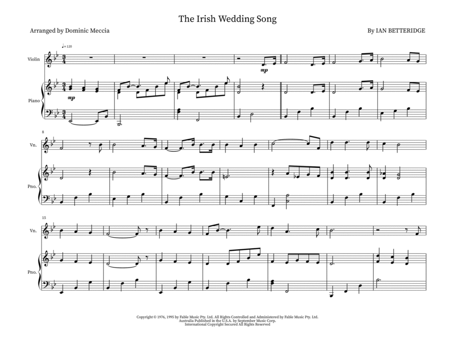 The Irish Wedding Song The Irish Wedding Song String Duet scores gallery preview page 1