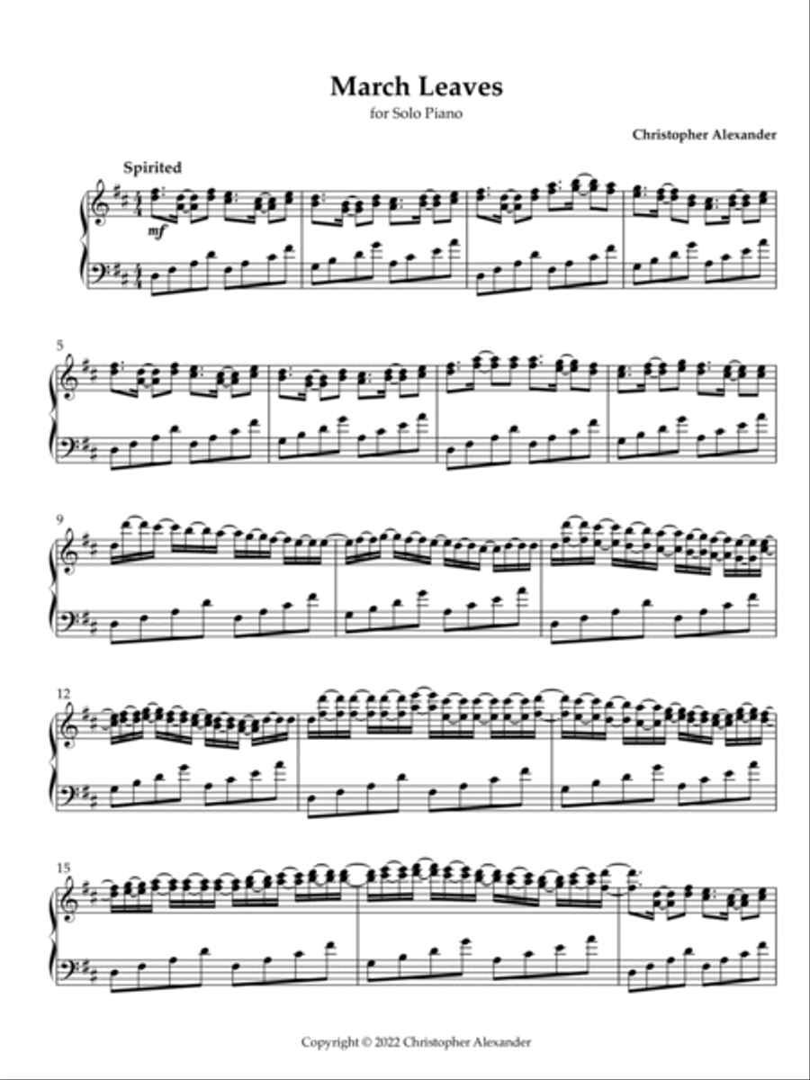 March Leaves Piano Solo scores gallery preview page 2