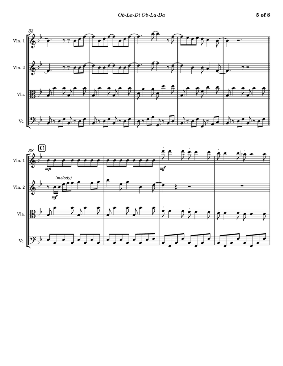 Ob-la-di, Ob-la-da String Quartet scores gallery preview page 5