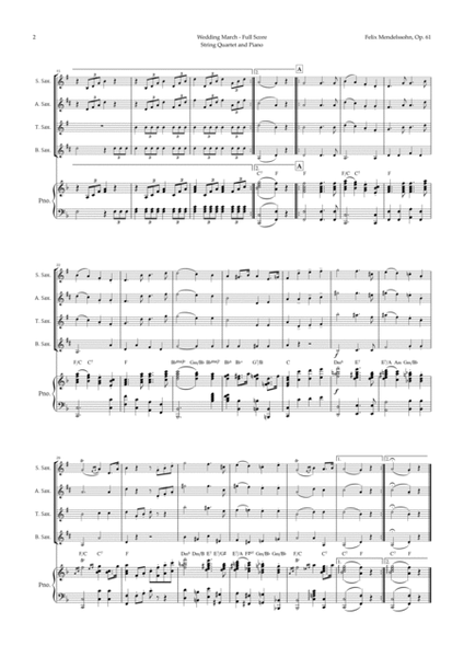Wedding March by Mendelssohn for Sax Quartet and Piano with Chords image number null
