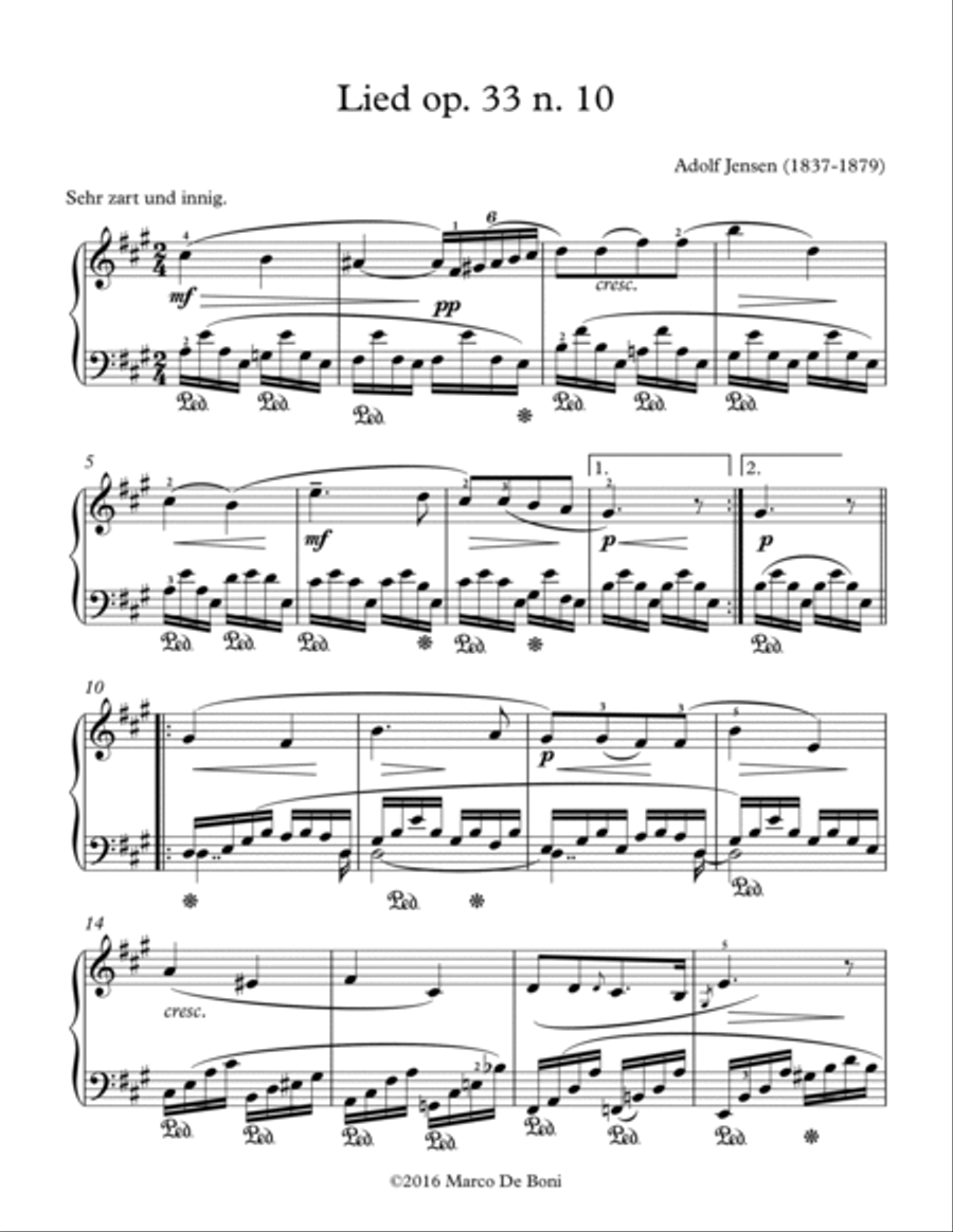 A. Jensen, Lied (Song) op. 33 n. 10 Piano Solo scores gallery preview page 2
