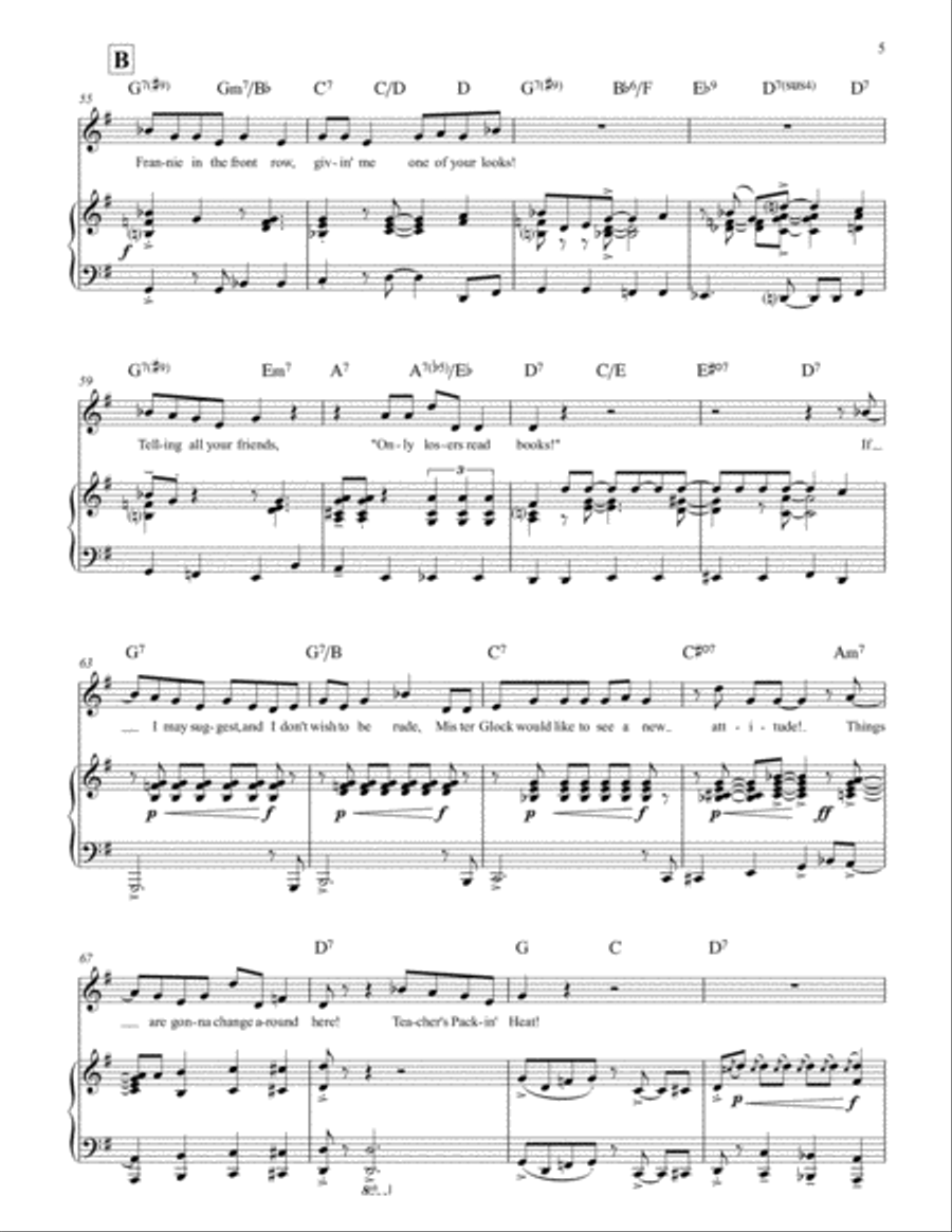 Teacher's Packin' Heat (Key: G major) Voice scores gallery preview page 5