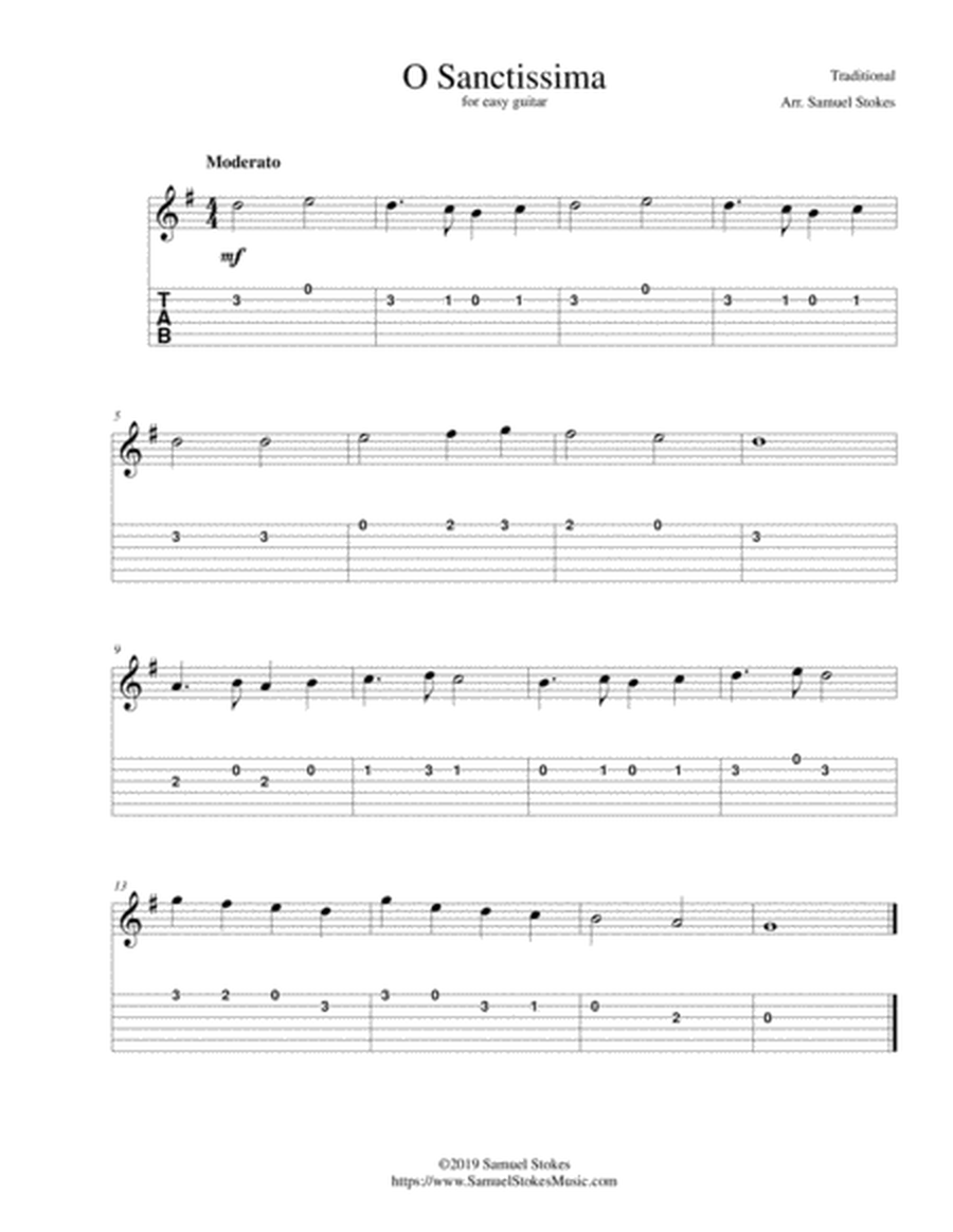 O Sanctissima (Oh, How Joyfully) - for easy guitar with TAB image number null