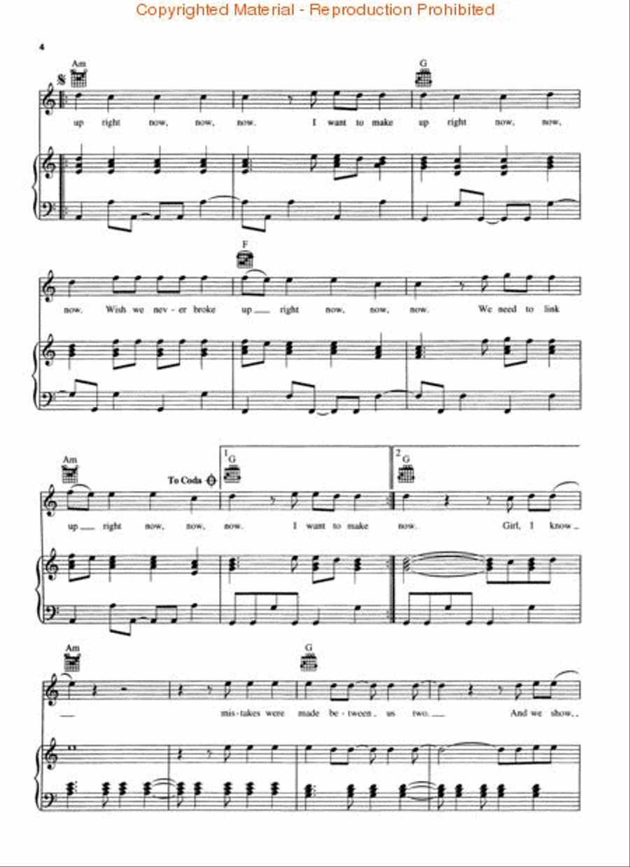 Right Now (Na Na Na) Piano, Vocal, Guitar scores gallery preview page 3