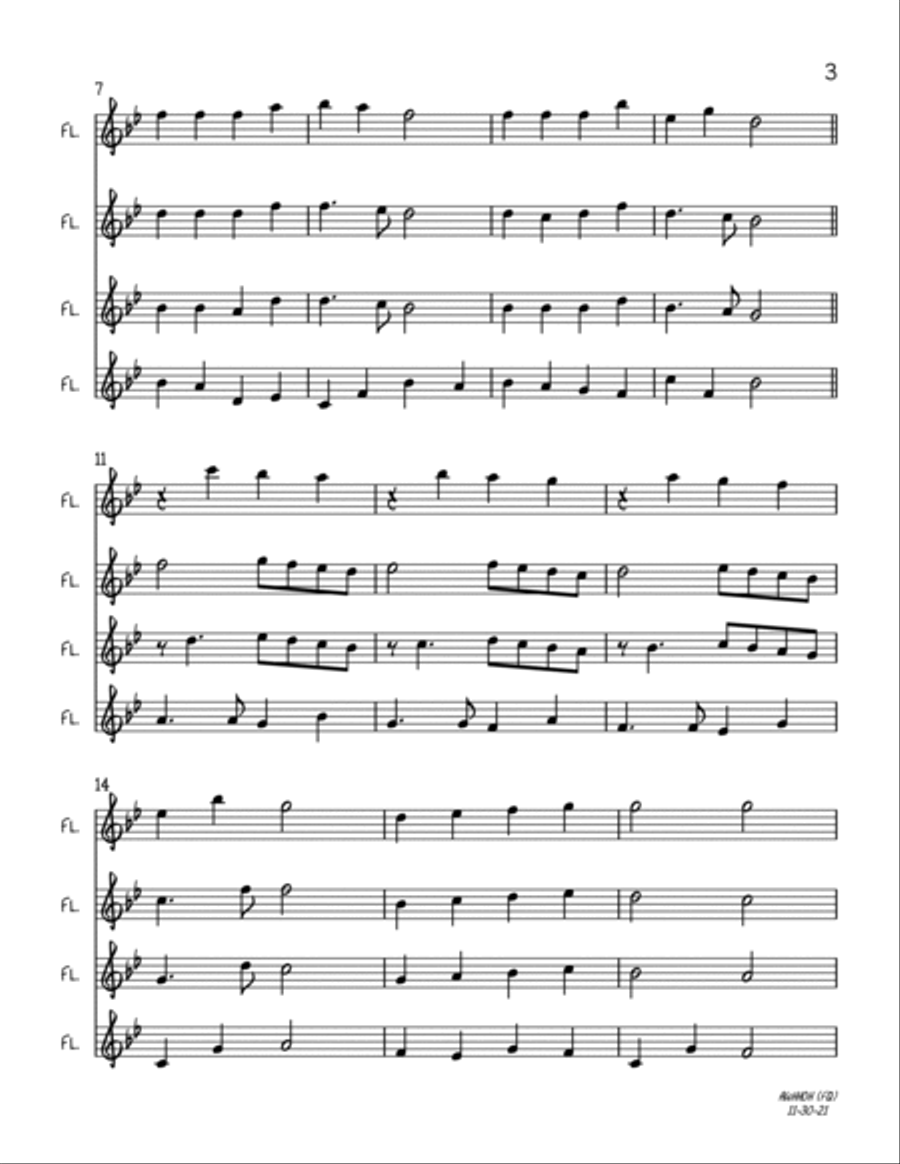 Angels We Have Heard On High (Flute Quartet) Flute Quartet scores gallery preview page 3