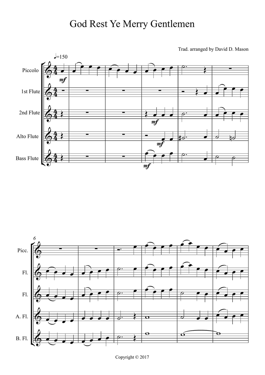 God Rest Ye Merry Gentlemen Woodwind Quintet scores gallery preview page 2