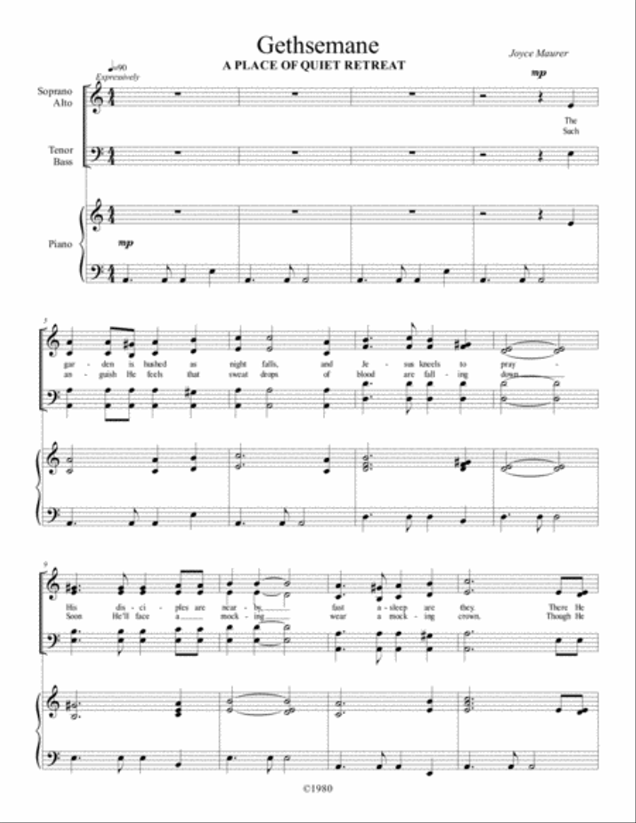 Gethsemane - A Place of Quiet Retreat Voice scores gallery preview page 1