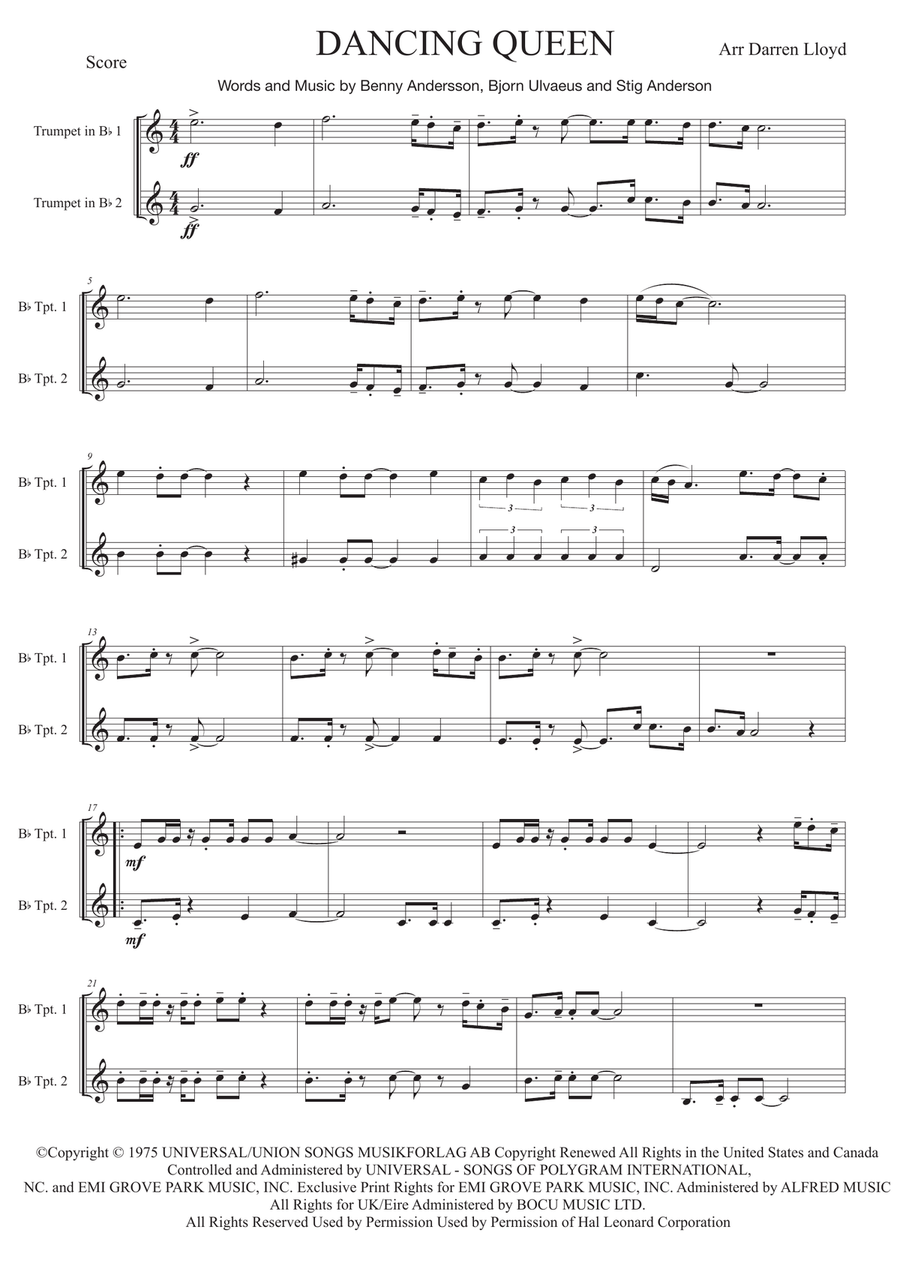 Dancing Queen Dancing Queen Trumpet Duet scores gallery preview page 1