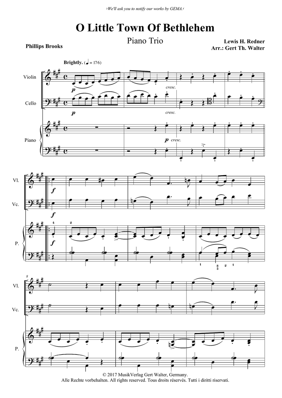 O Little Town Of Bethlehem Piano Trio scores gallery preview page 1