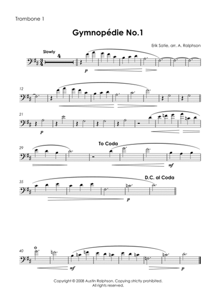 Gymnopedie No.1 - trombone quartet image number null