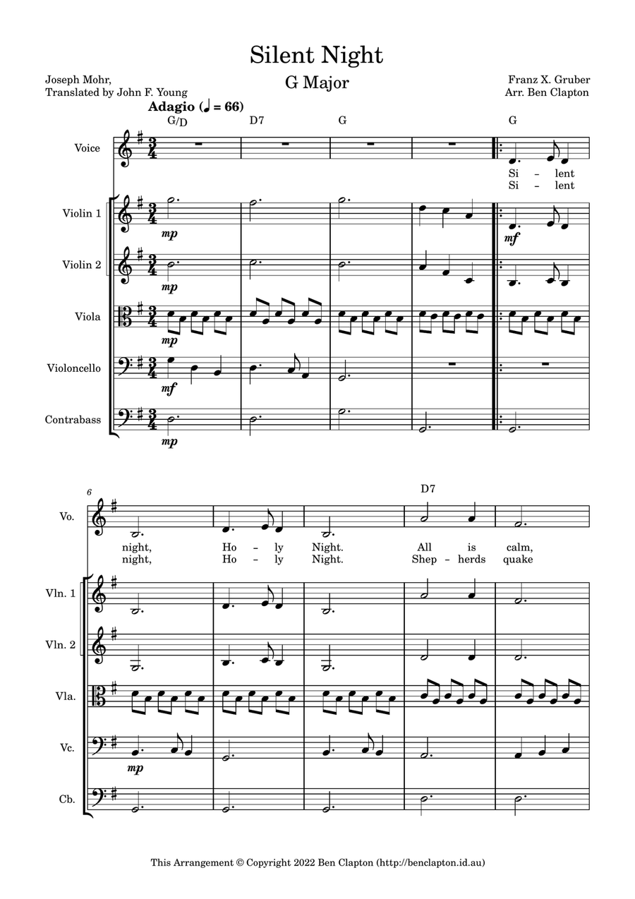 Silent Night String Quintet scores gallery preview page 1
