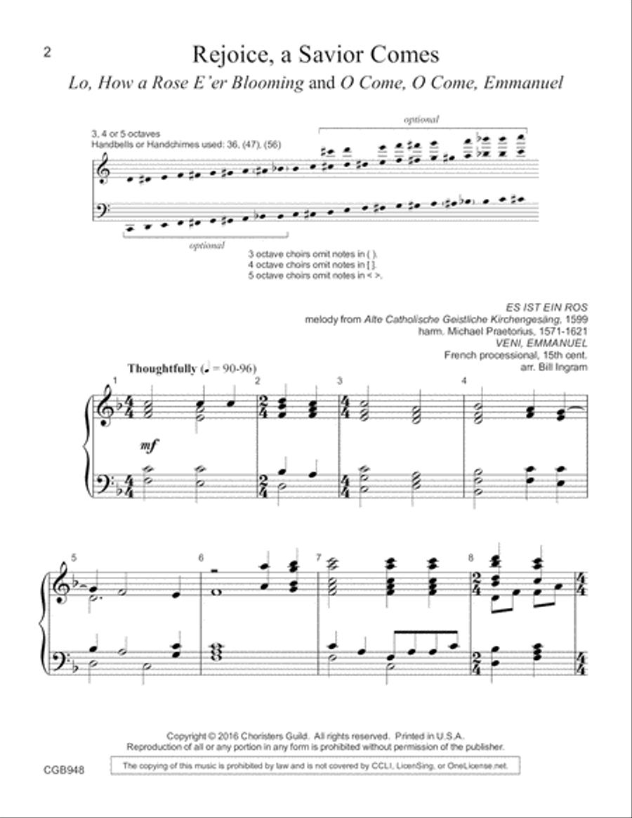 Rejoice a Savior Comes Handbell Choir scores gallery preview page 2