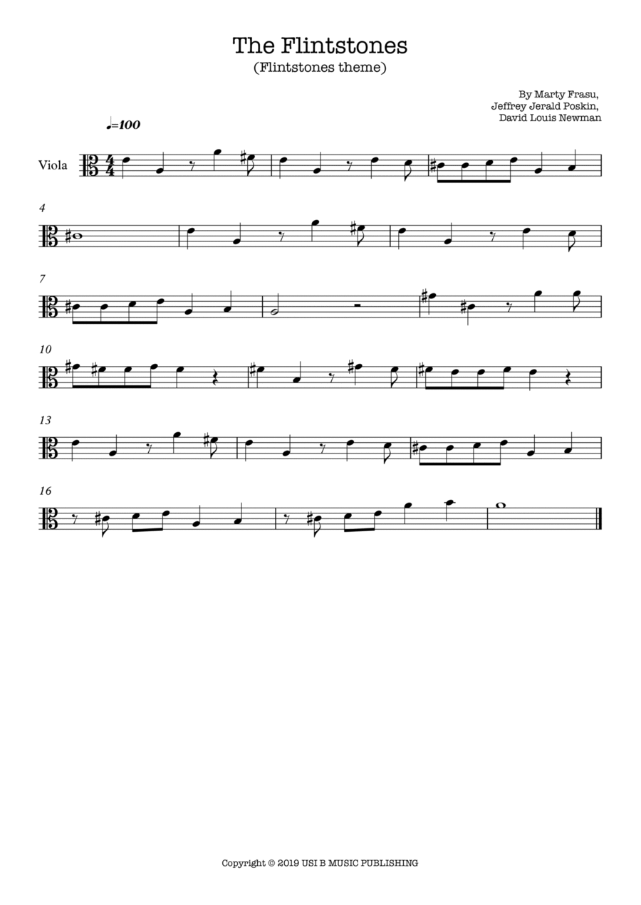 The Flintstones Viola Solo scores gallery preview page 1