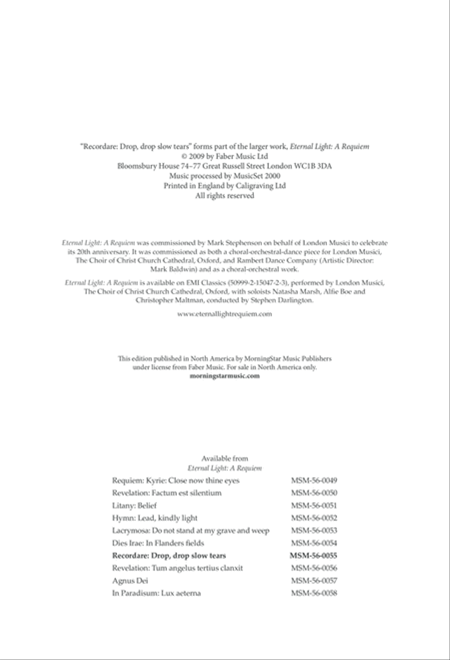 Recordare: Drop, drop slow tears from Eternal Light: A Requiem 4-Part scores gallery preview page 2