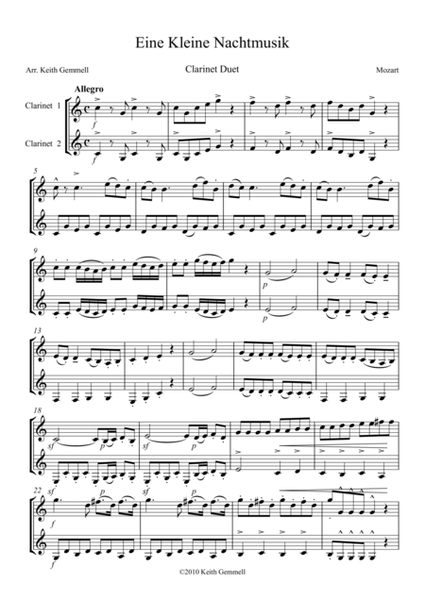 Eine Kleine Nachtmusik: Clarinet Duet image number null