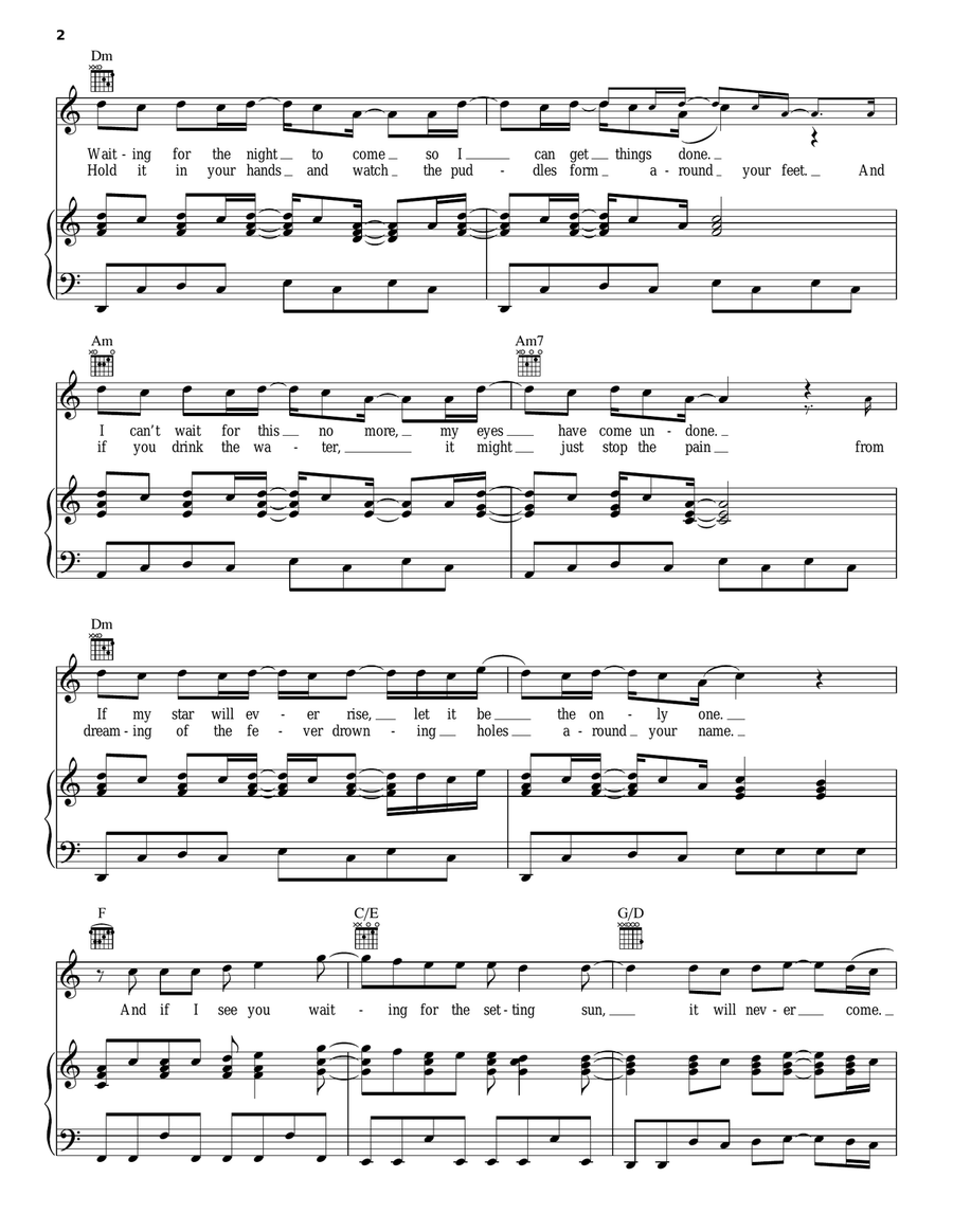 Setting Sun Piano, Vocal, Guitar scores gallery preview page 2
