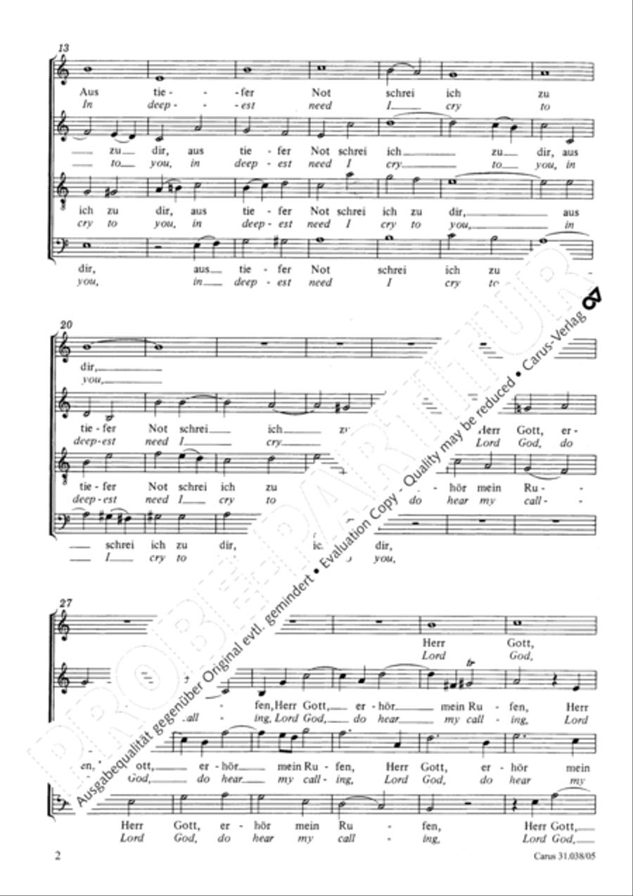 In deepest need I cry to you (Aus tiefer Not schrei ich zu dir) 4-Part scores gallery preview page 3