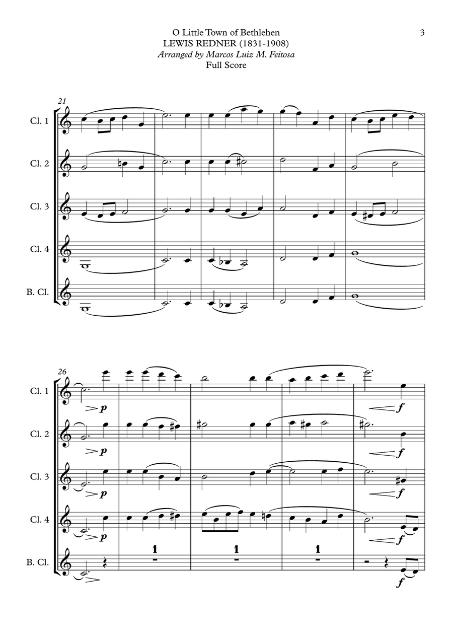 O Little Town of Bethlehem - Clarinet Quintet Clarinet Quintet scores gallery preview page 5