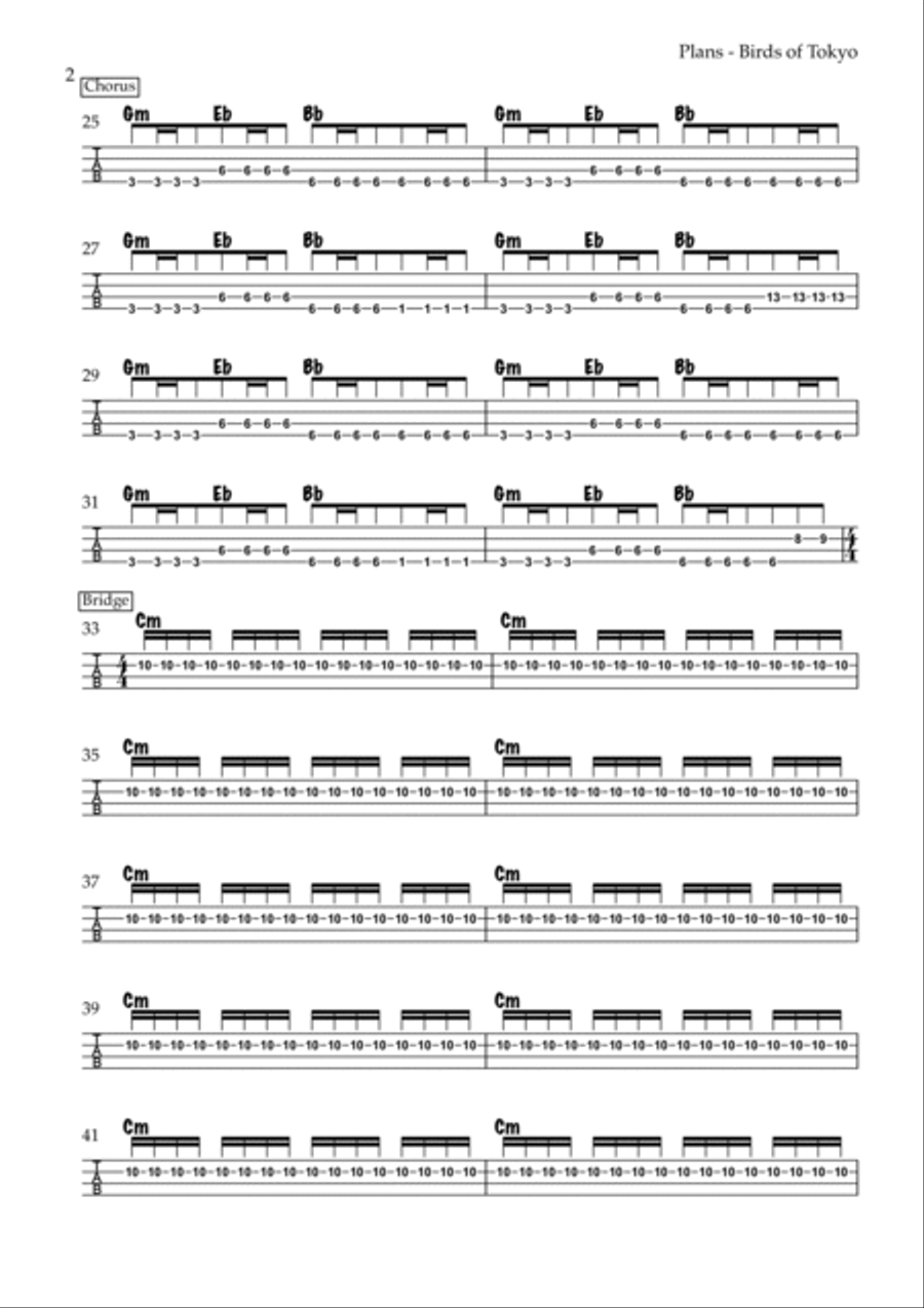 Plans Bass Guitar Tablature scores gallery preview page 2