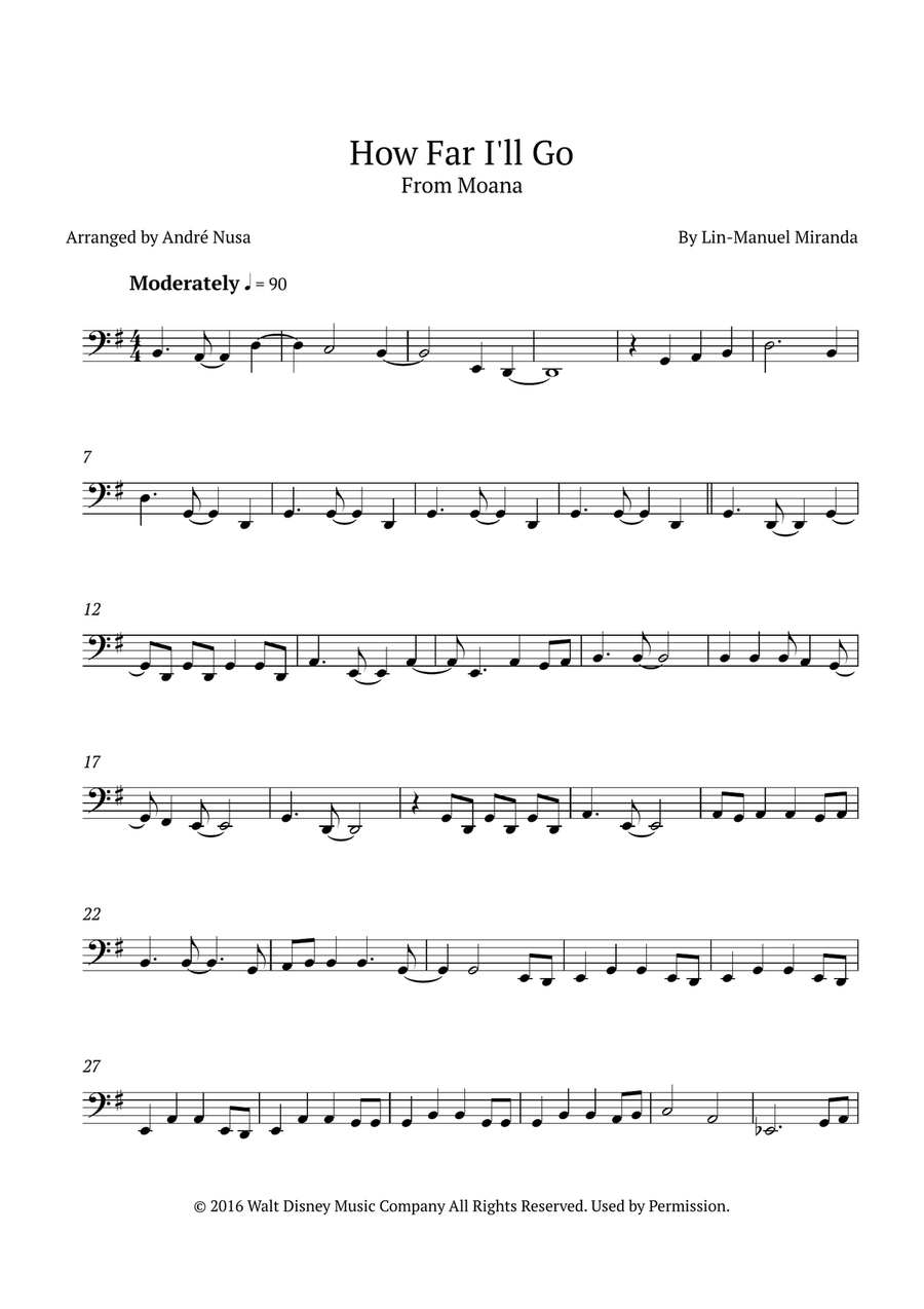 How Far I'll Go Tuba scores gallery preview page 1