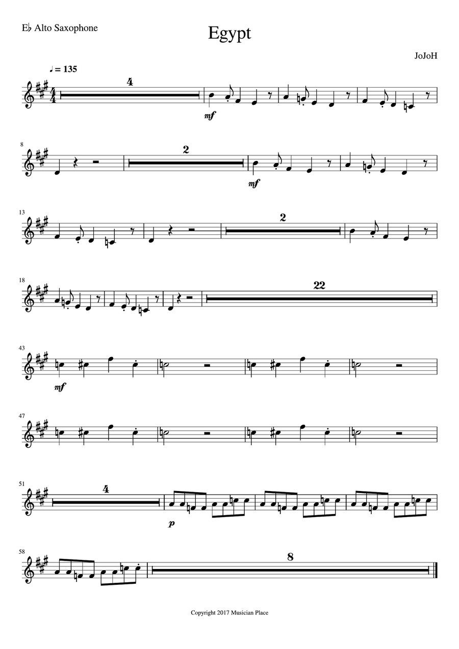 Egypt - Eb Alto Saxophone Concert Band scores gallery preview page 1