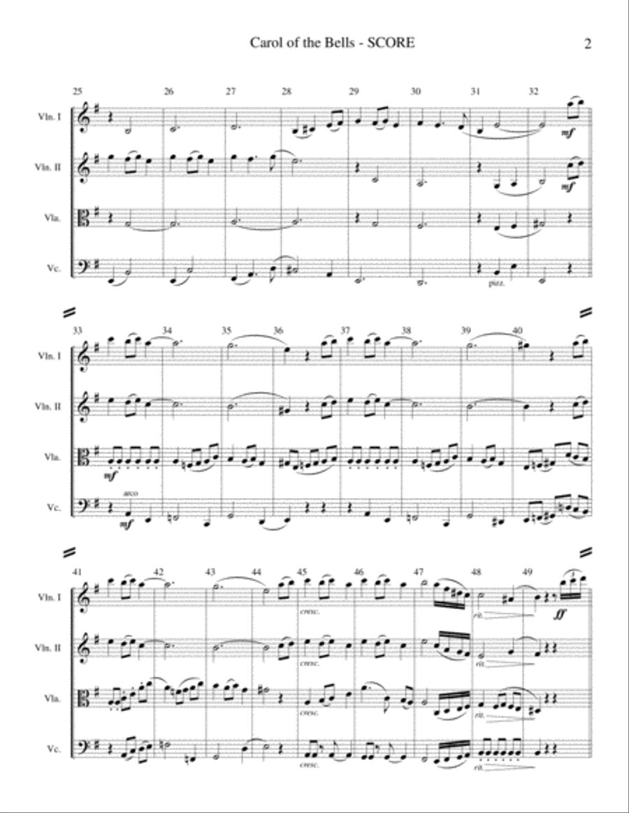Carol of the Bells (String Quartet) String Quartet scores gallery preview page 3
