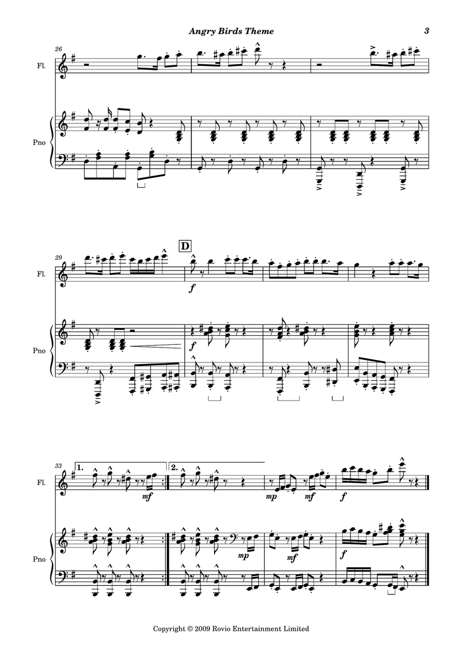 Angry Birds Theme Flute Solo scores gallery preview page 4