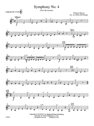 Book cover for Symphony No. 4, 1st Movement: 3rd Violin (Viola [TC])