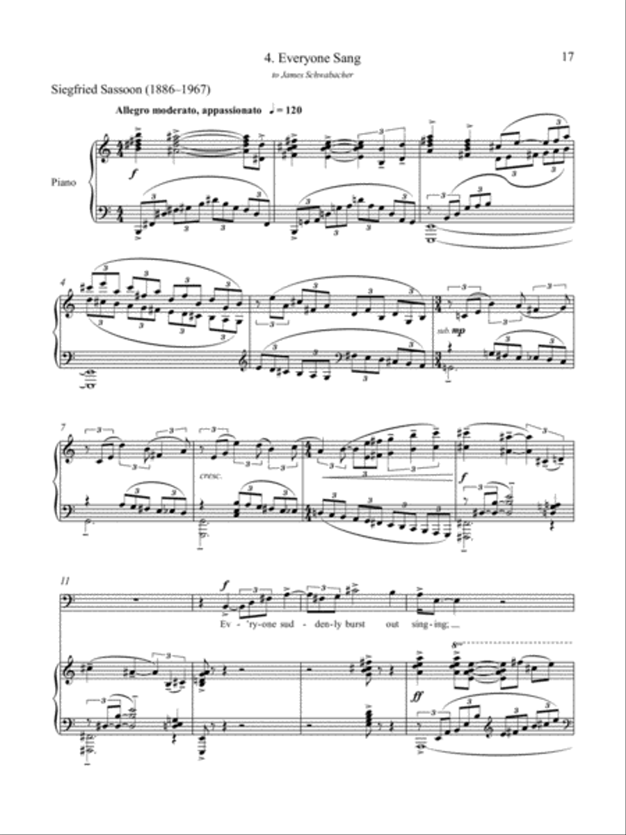 Everyone Sang from Everyone Sang: Four Songs for Bass and Piano Bass Voice scores gallery preview page 1