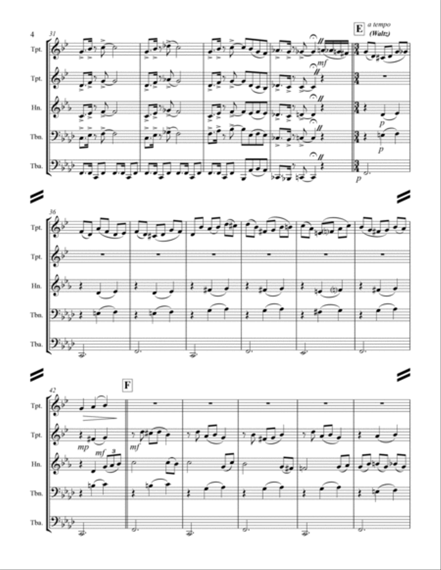 Smoke On The Water Brass Ensemble scores gallery preview page 5