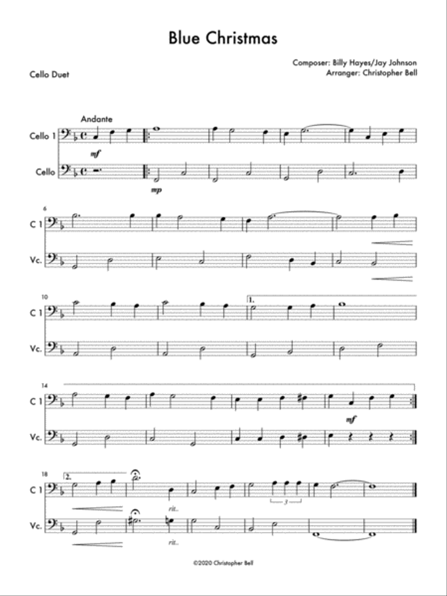 Blue Christmas String Duet scores gallery preview page 1