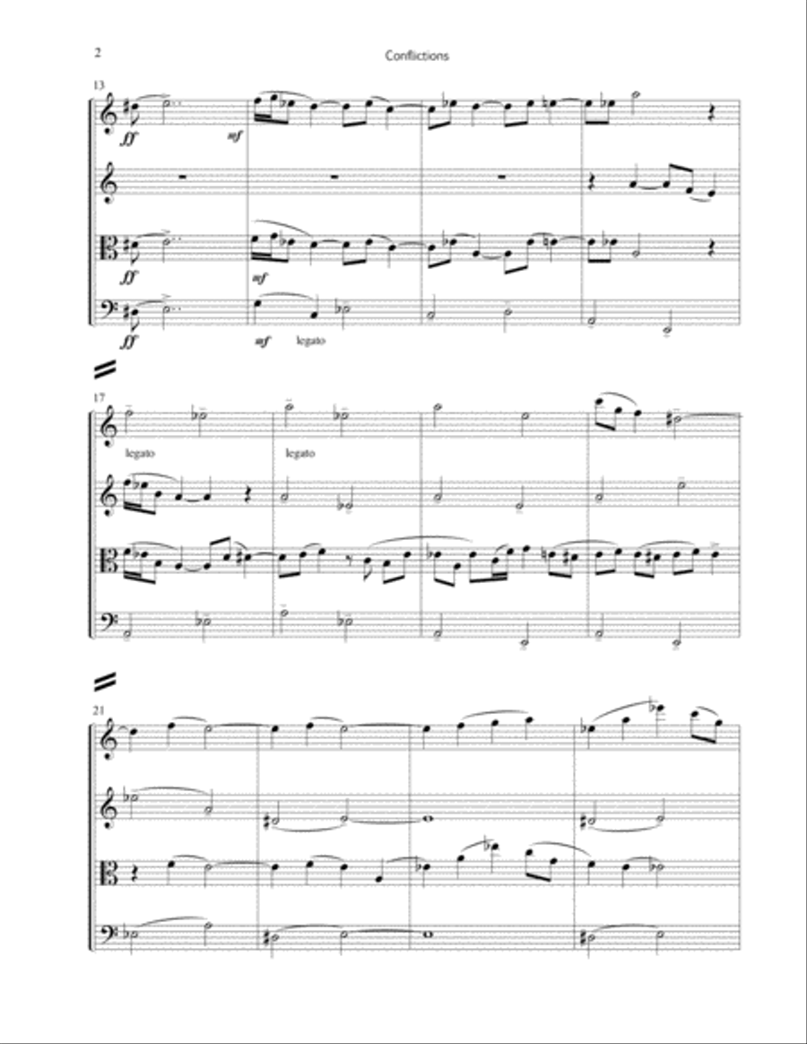 Conflictions – for string quartet String Quartet scores gallery preview page 3