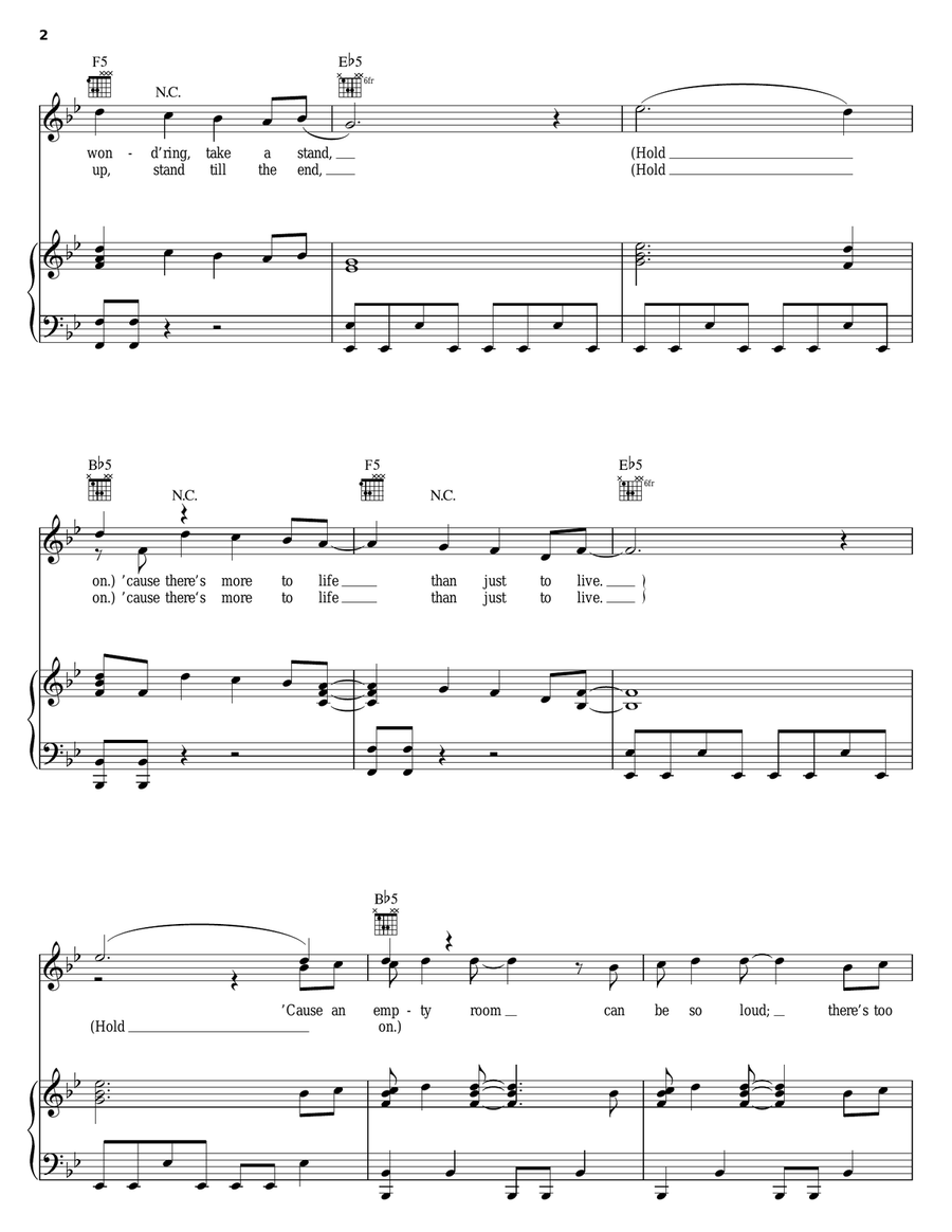 Hold On Hold On Piano, Vocal, Guitar scores gallery preview page 2