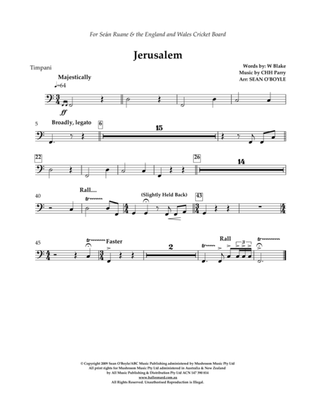 Jerusalem (in key of F) - Timpani