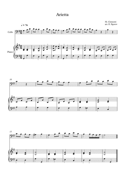 Arietta, Muzio Clementi, For Cello & Piano image number null