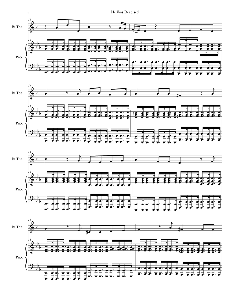 He Was Despised (Bb-Trumpet solo and Piano) Trumpet Solo scores gallery preview page 4