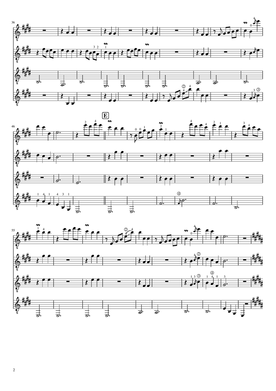 Gran Vals - Francisco Tàrrega (arranged for guitar ensemble) Guitar Ensemble scores gallery preview page 2