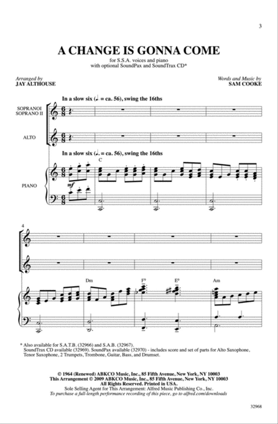 A Change Is Gonna Come A Change Is Gonna Come Women's Choir scores gallery preview page 2